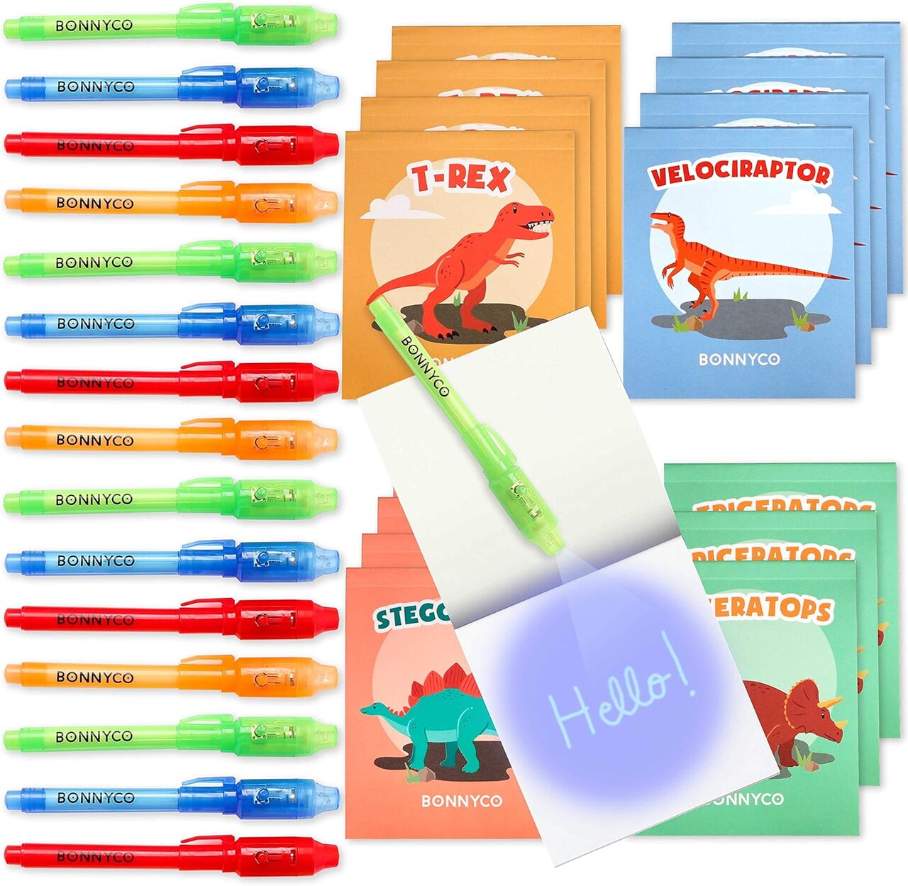 Invisible Ink Pen and Notebook Pack of 16 Dinosaur Party Favors for Kids | Spy Pen Dinosaur Birthday Party Supplies, Prizes for Kids | Magic Pen Birthday Party Favors, Prizes for Students